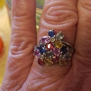 Jewelry - 925 vintage flowers ring with genuine stones Jewelry - 925 vintage flowers ring with genuine stones